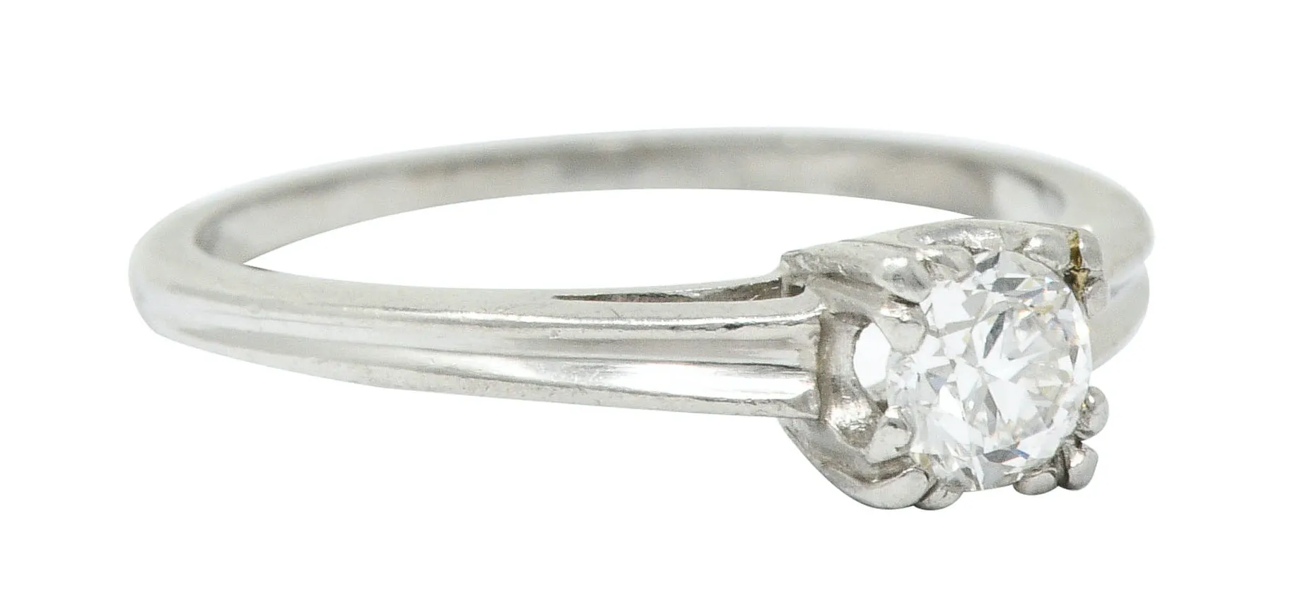 Art Deco 0.33 CTW Diamond Platinum Cathedral Basket Engagement Ring