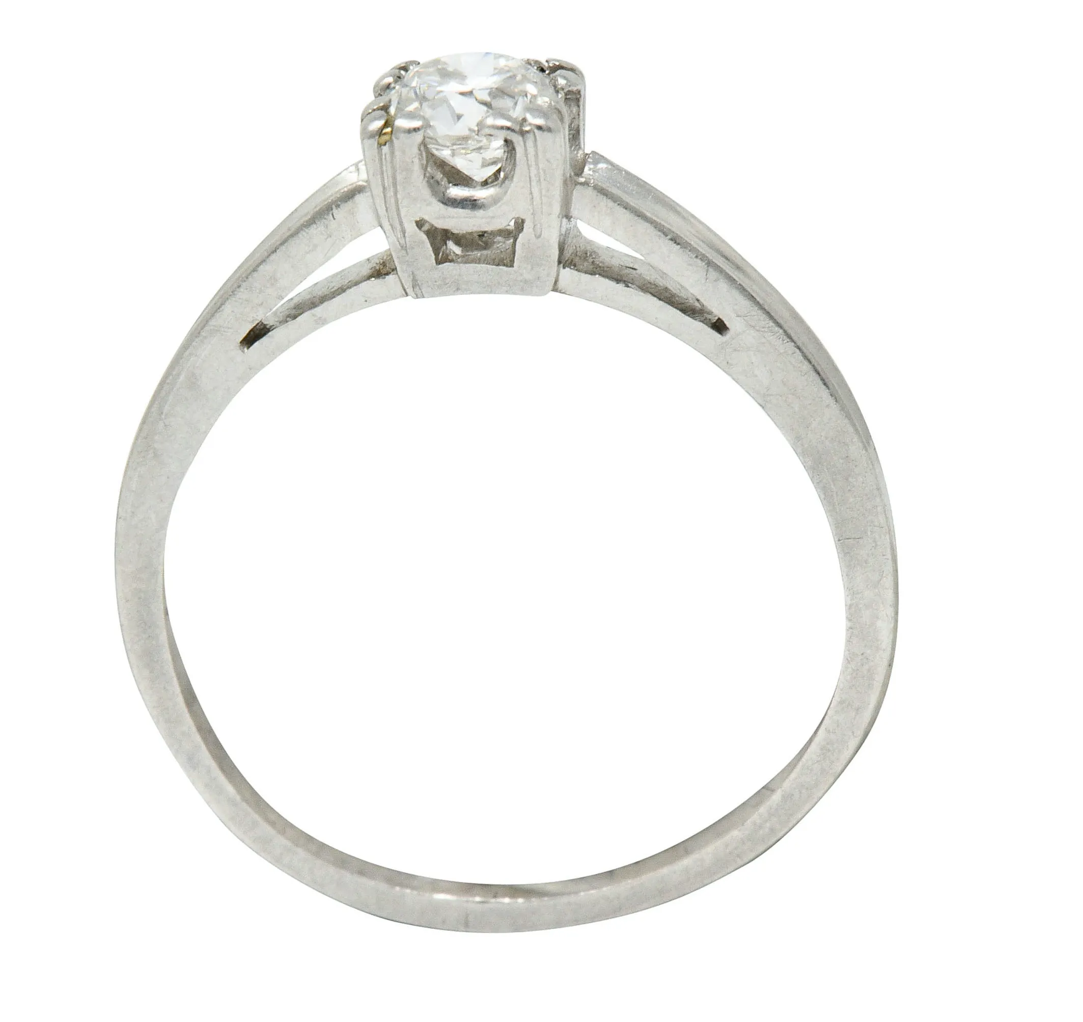 Art Deco 0.33 CTW Diamond Platinum Cathedral Basket Engagement Ring