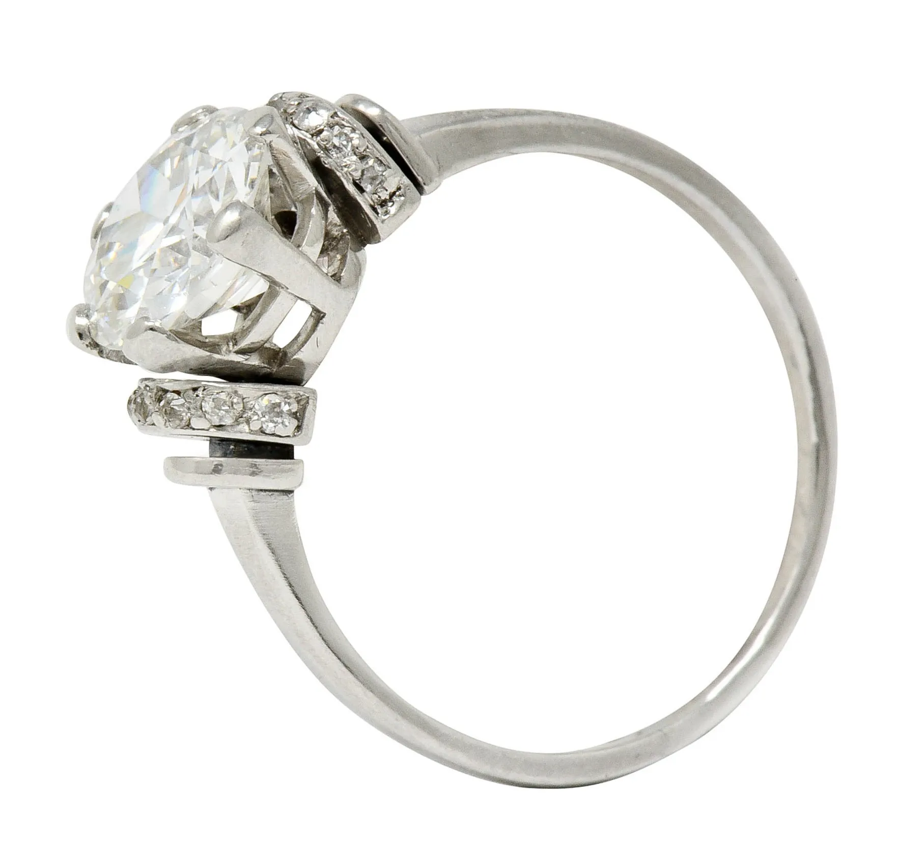 Art Deco 2.20 CTW Diamond Platinum Engagement Ring GIA