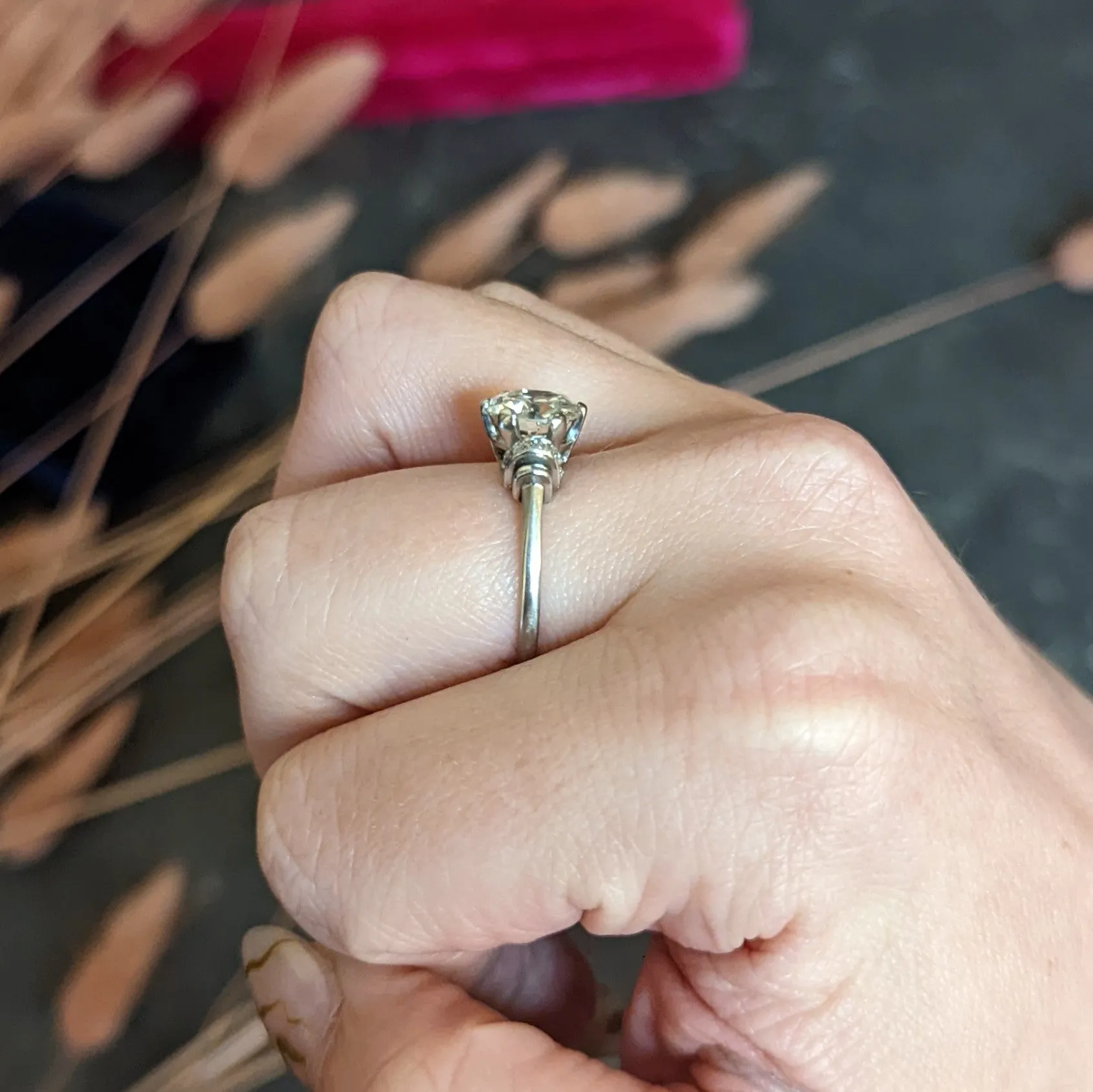 Art Deco 2.20 CTW Diamond Platinum Engagement Ring GIA