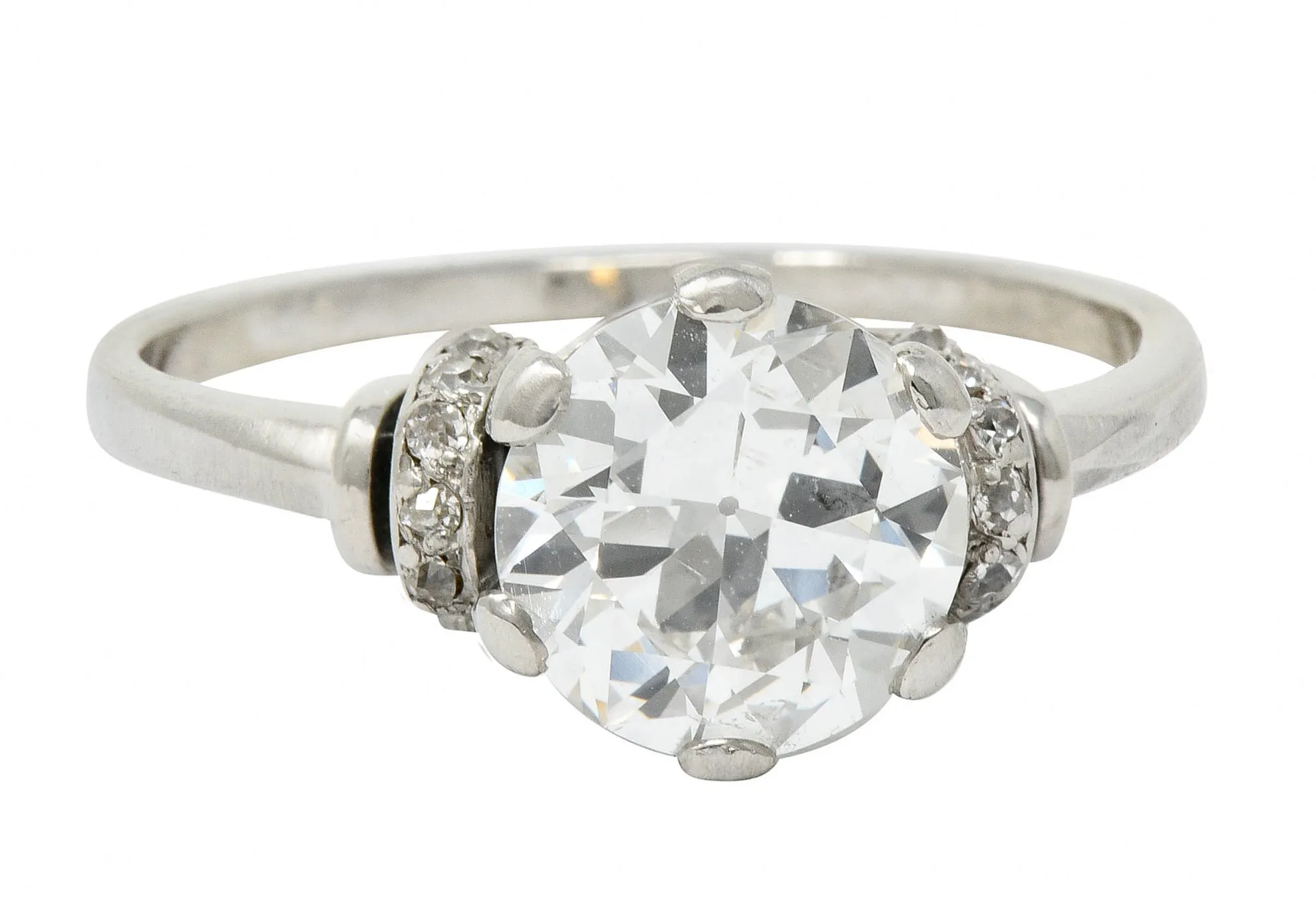 Art Deco 2.20 CTW Diamond Platinum Engagement Ring GIA