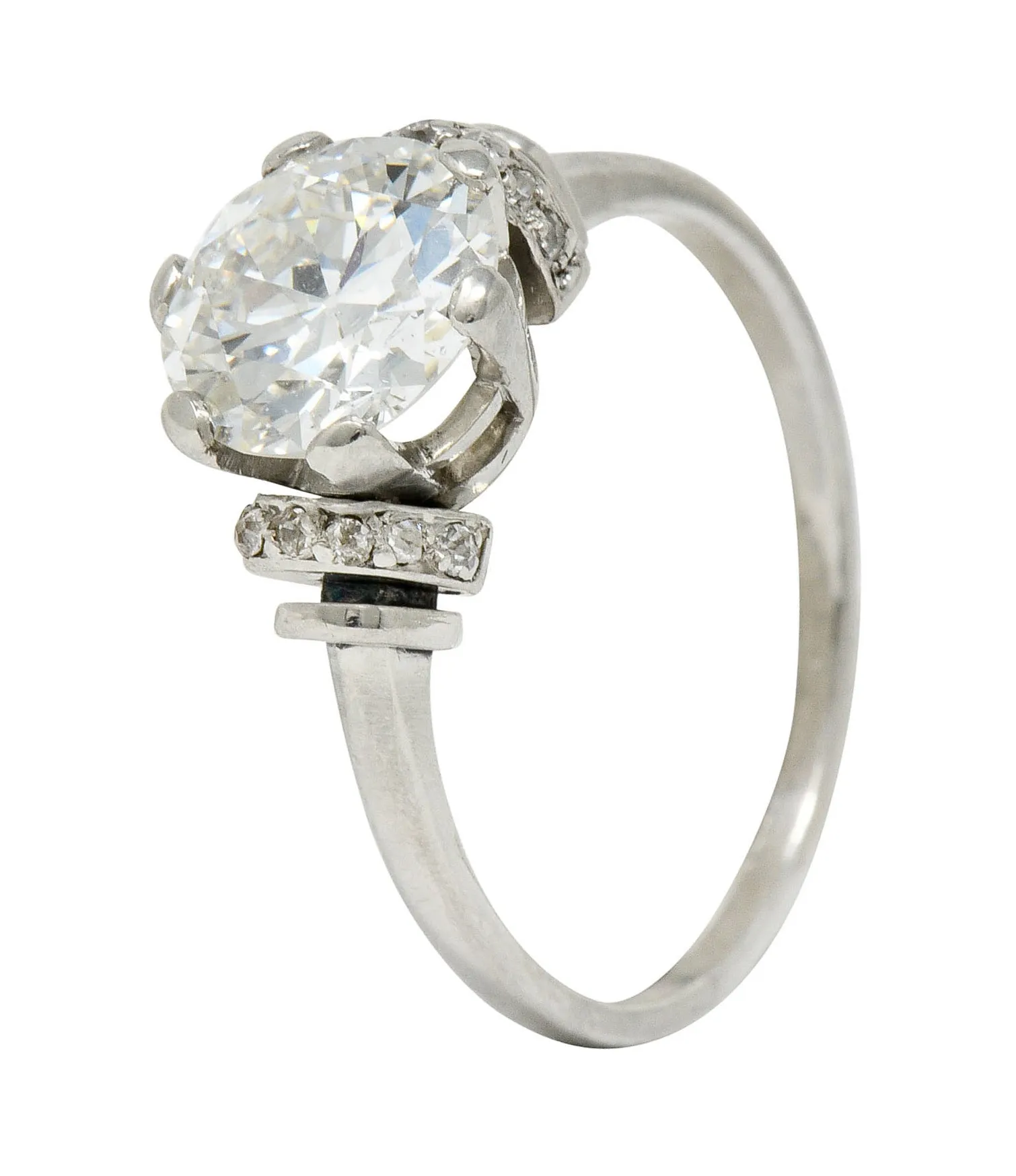 Art Deco 2.20 CTW Diamond Platinum Engagement Ring GIA