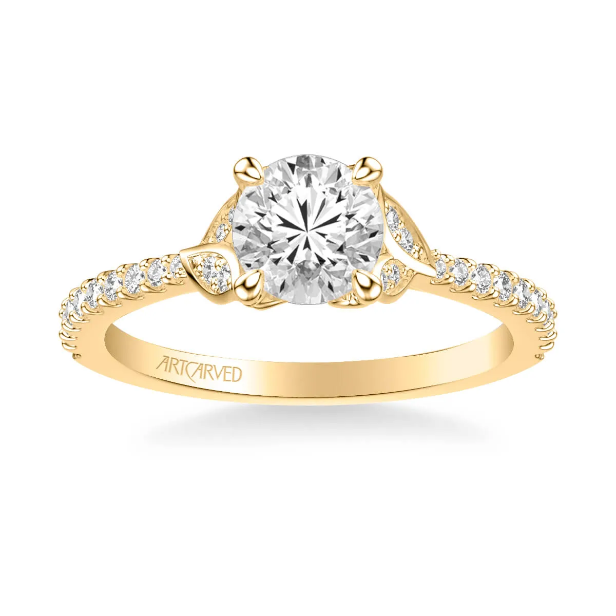Artcarved "Bluebelle" Diamond Engagement Ring Featuring Side Leaf Details