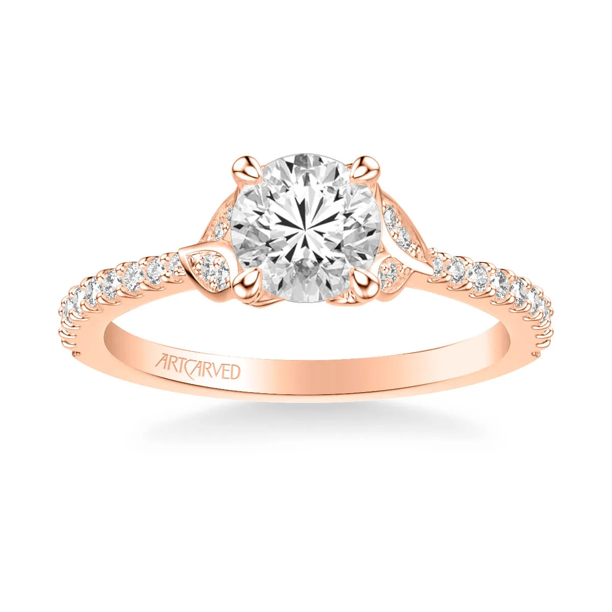 Artcarved "Bluebelle" Diamond Engagement Ring Featuring Side Leaf Details