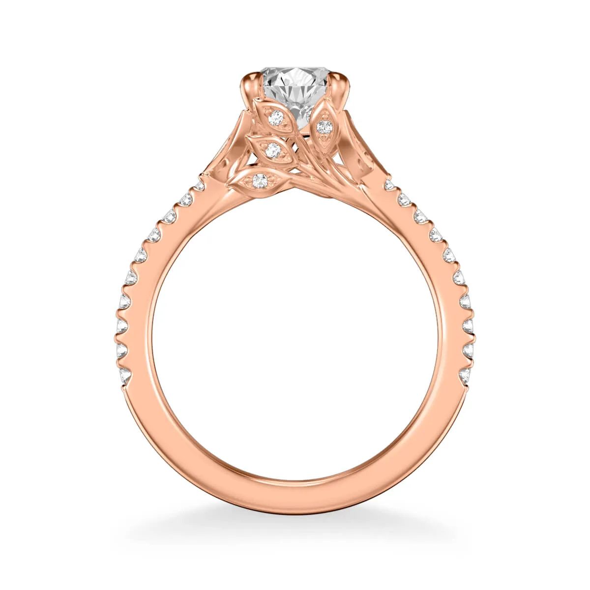 Artcarved "Bluebelle" Diamond Engagement Ring Featuring Side Leaf Details