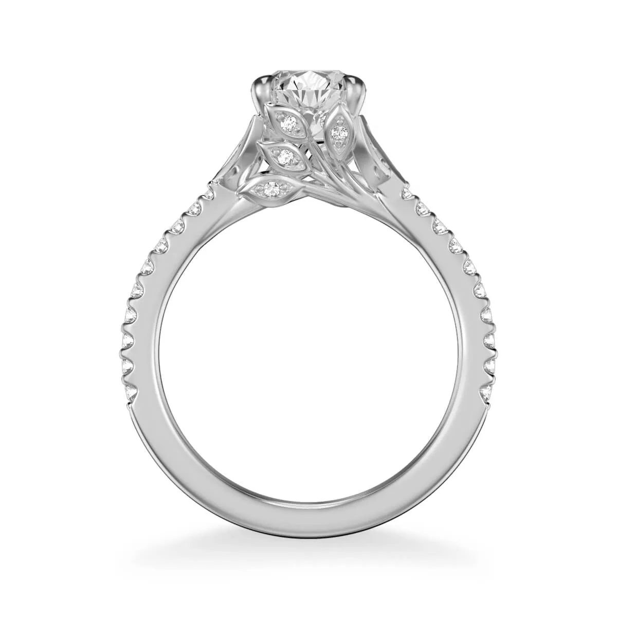 Artcarved "Bluebelle" Diamond Engagement Ring Featuring Side Leaf Details