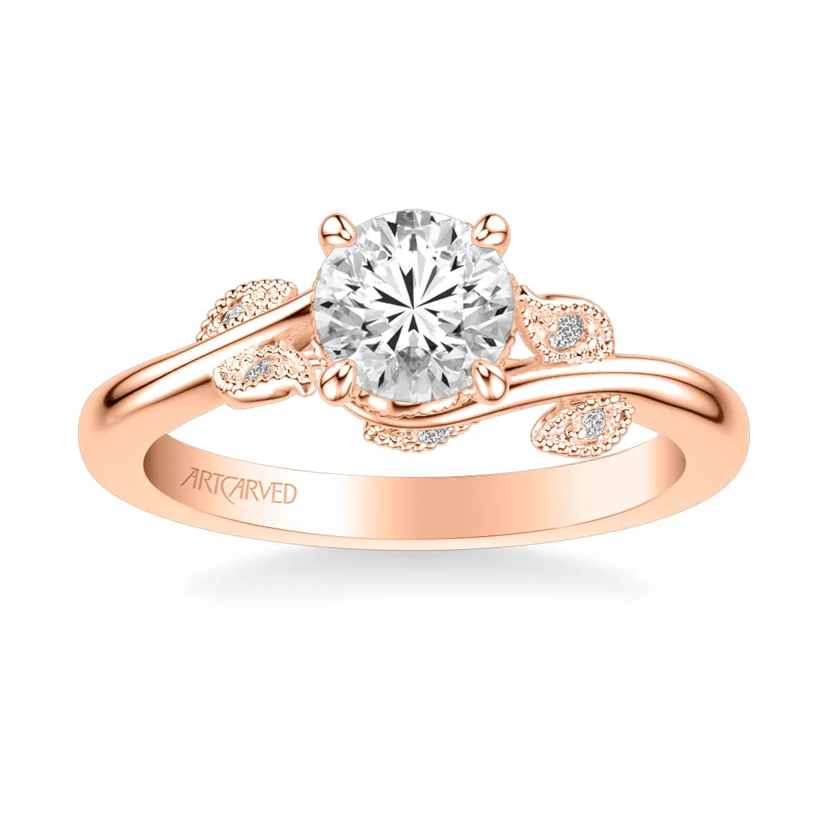 Artcarved "Lilac" Diamond Engagement Ring Featuring Leaf Carved Detailing