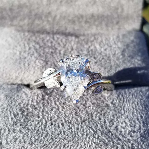 Artcarved "Lilac" Pear Cut Center Engagement Ring with Leaf Detailing
