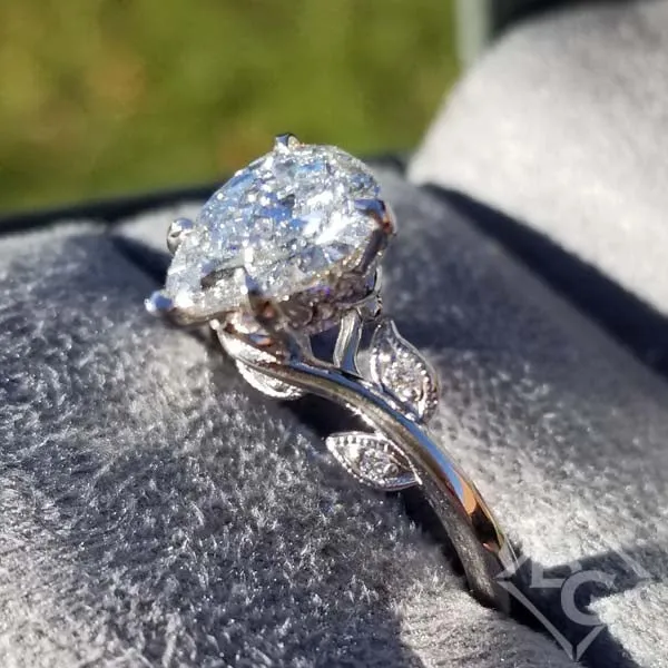 Artcarved "Lilac" Pear Cut Center Engagement Ring with Leaf Detailing