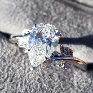Artcarved "Lilac" Pear Cut Center Engagement Ring with Leaf Detailing