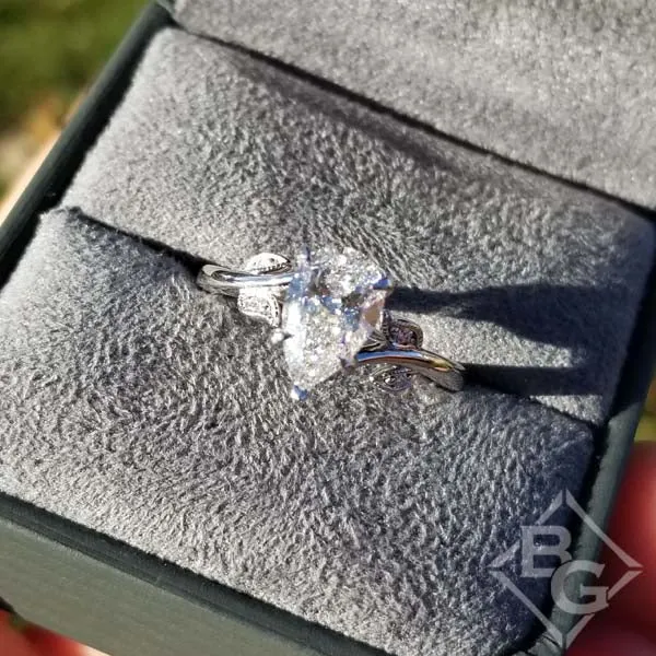 Artcarved "Lilac" Pear Cut Center Engagement Ring with Leaf Detailing