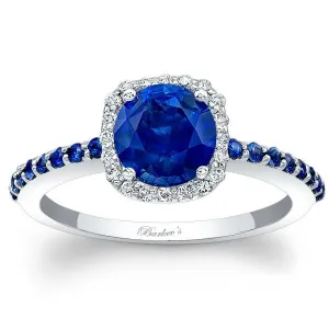 Barkev's Blue Sapphire Halo Diamond Engagement Ring
