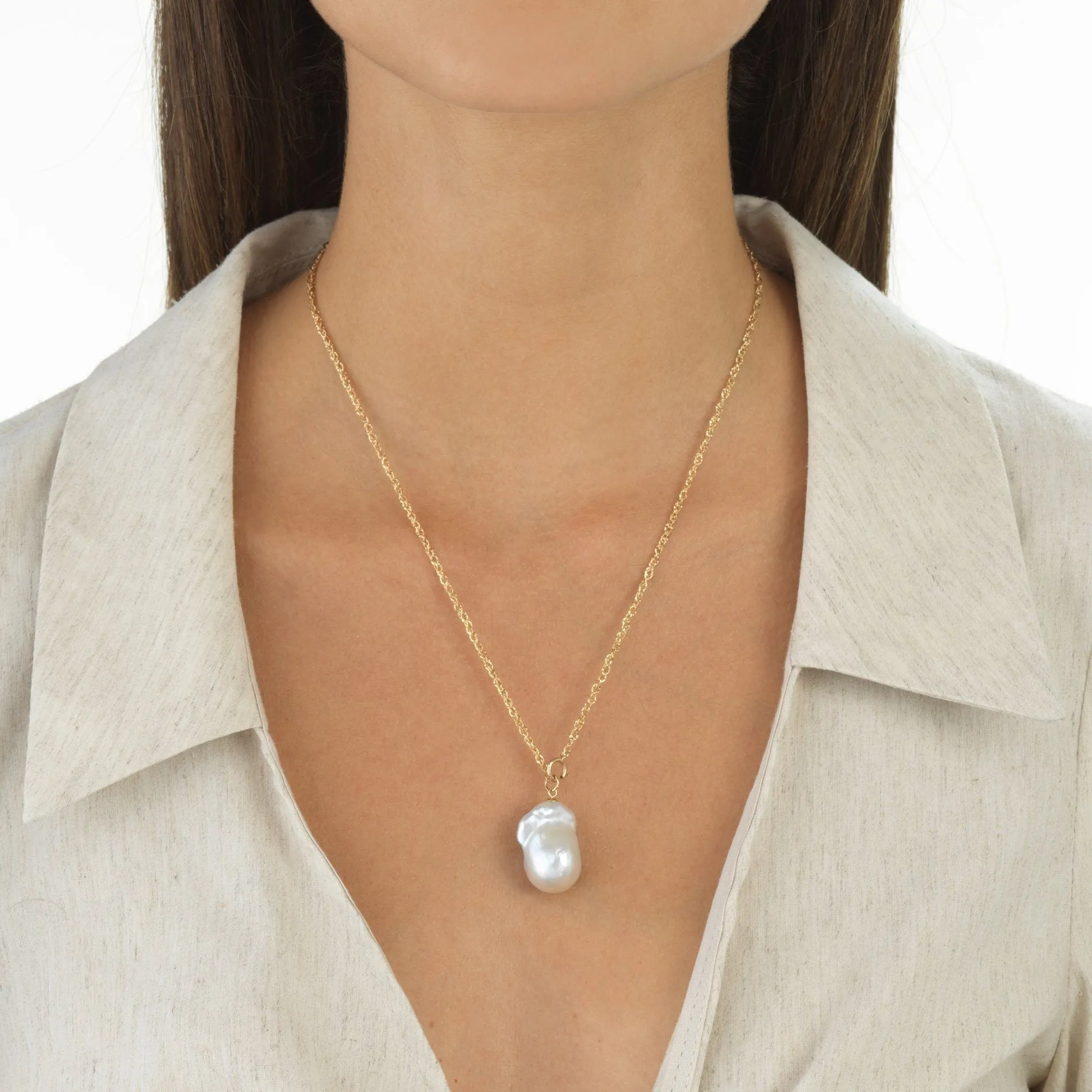 Baroque Pearl Necklace 14K