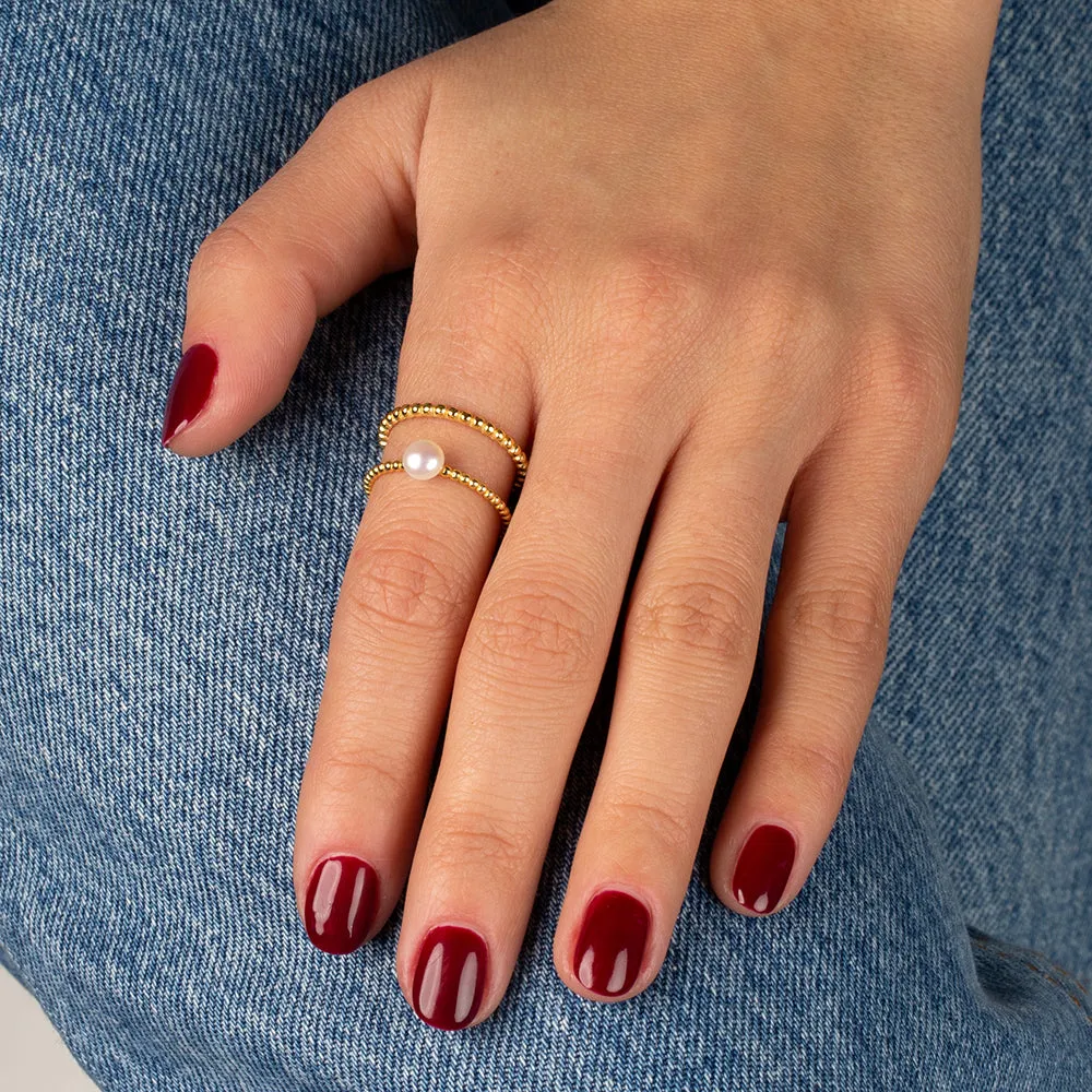 Beaded Pearl Ring Combo Set