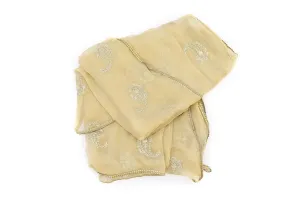 Beige Chiffon Embroidered Dupatta - Scarf