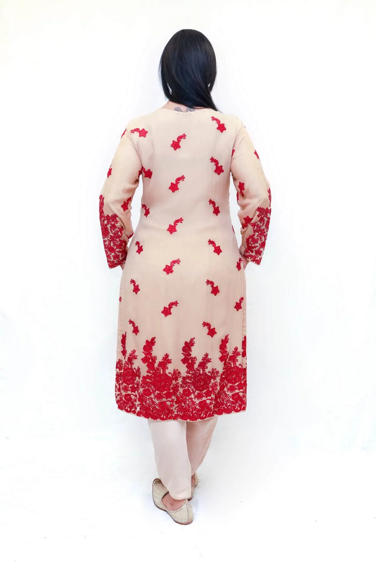 Beige Embroidered Salwar Kameez - Suit