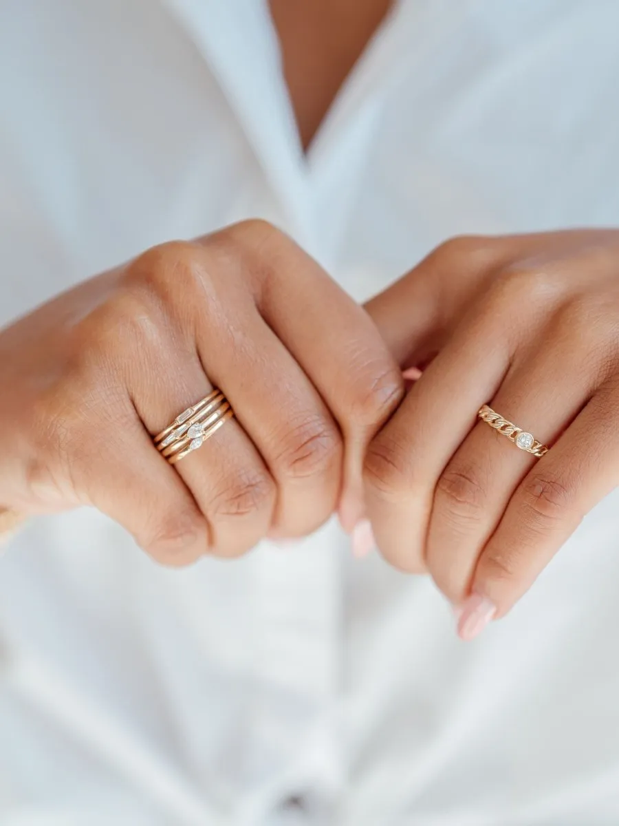 Bitsy Double Baguette Stack Ring 14K
