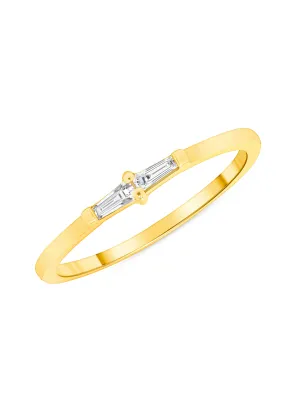 Bitsy Double Baguette Stack Ring 14K