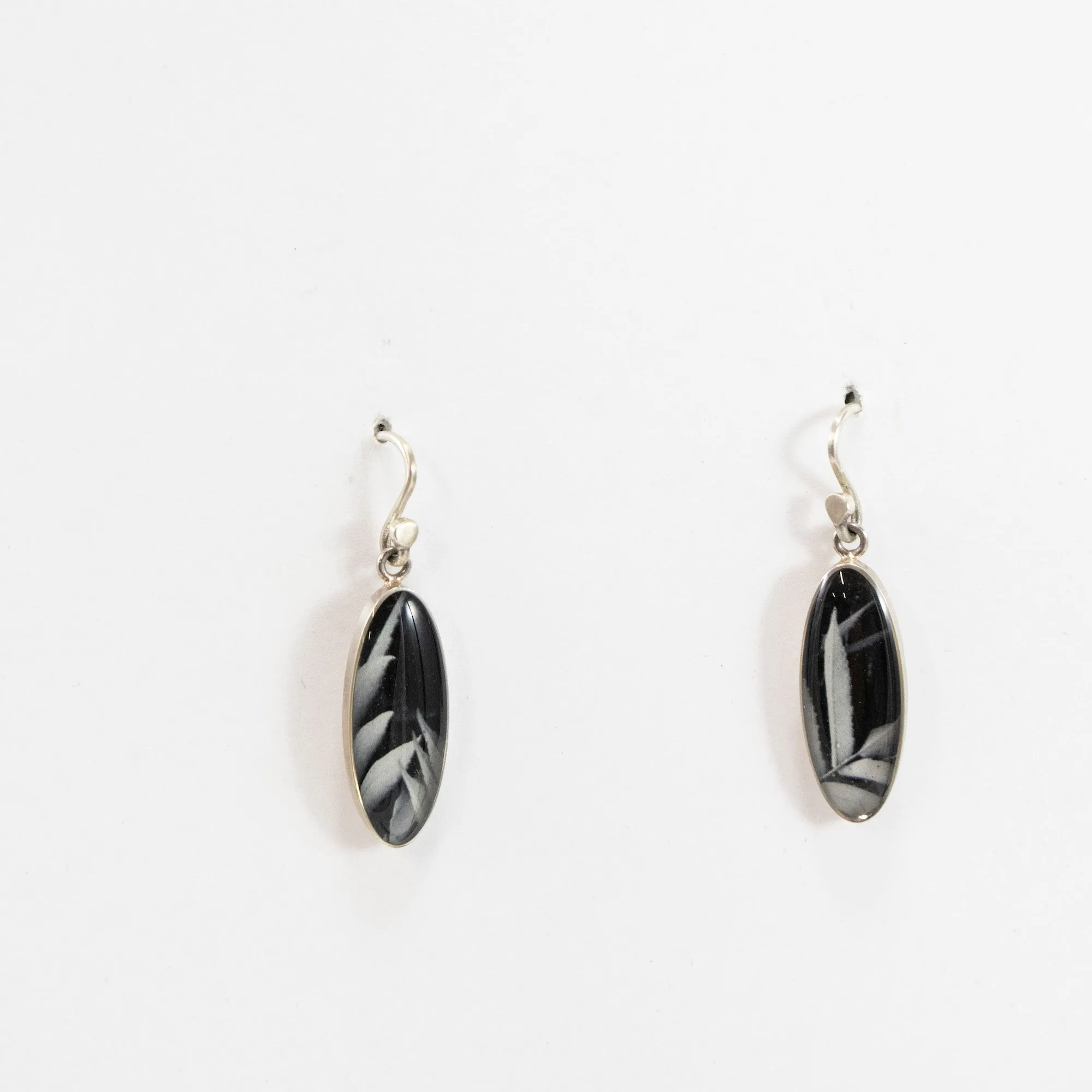 Black & White Leaves Photograph Earrings