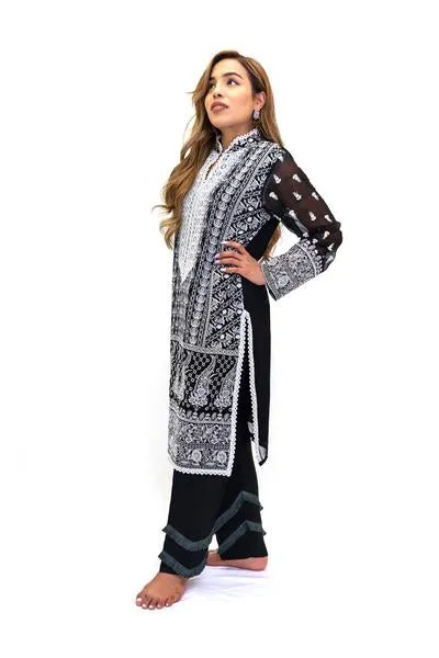 Black Chiffon Salwar Kameez-Suit- Sobia Nazir Lawn 2019