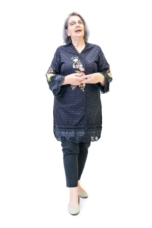 Black Cotton Embroidered Salwar Kameez - Kapray Suit