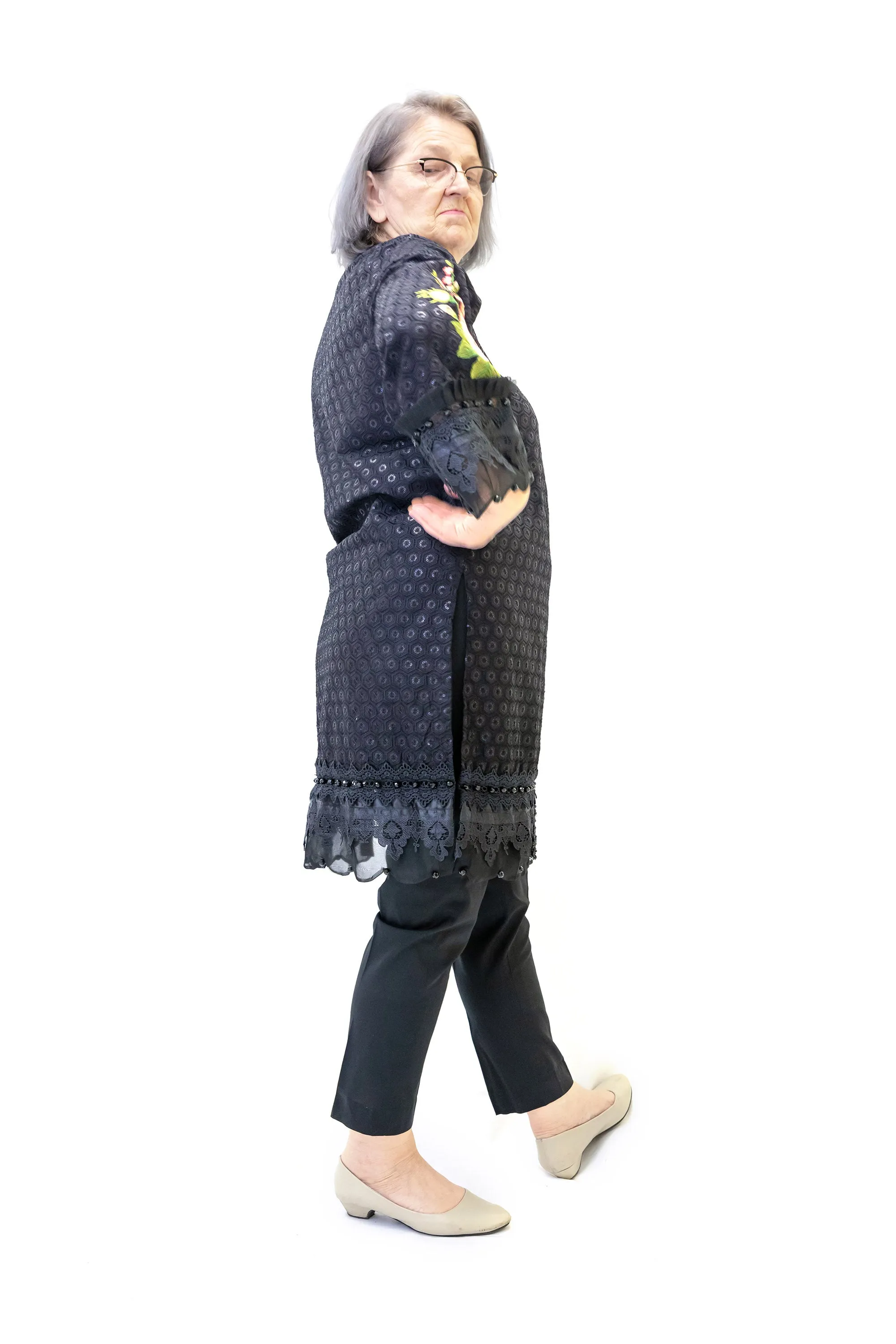 Black Cotton Embroidered Salwar Kameez - Kapray Suit