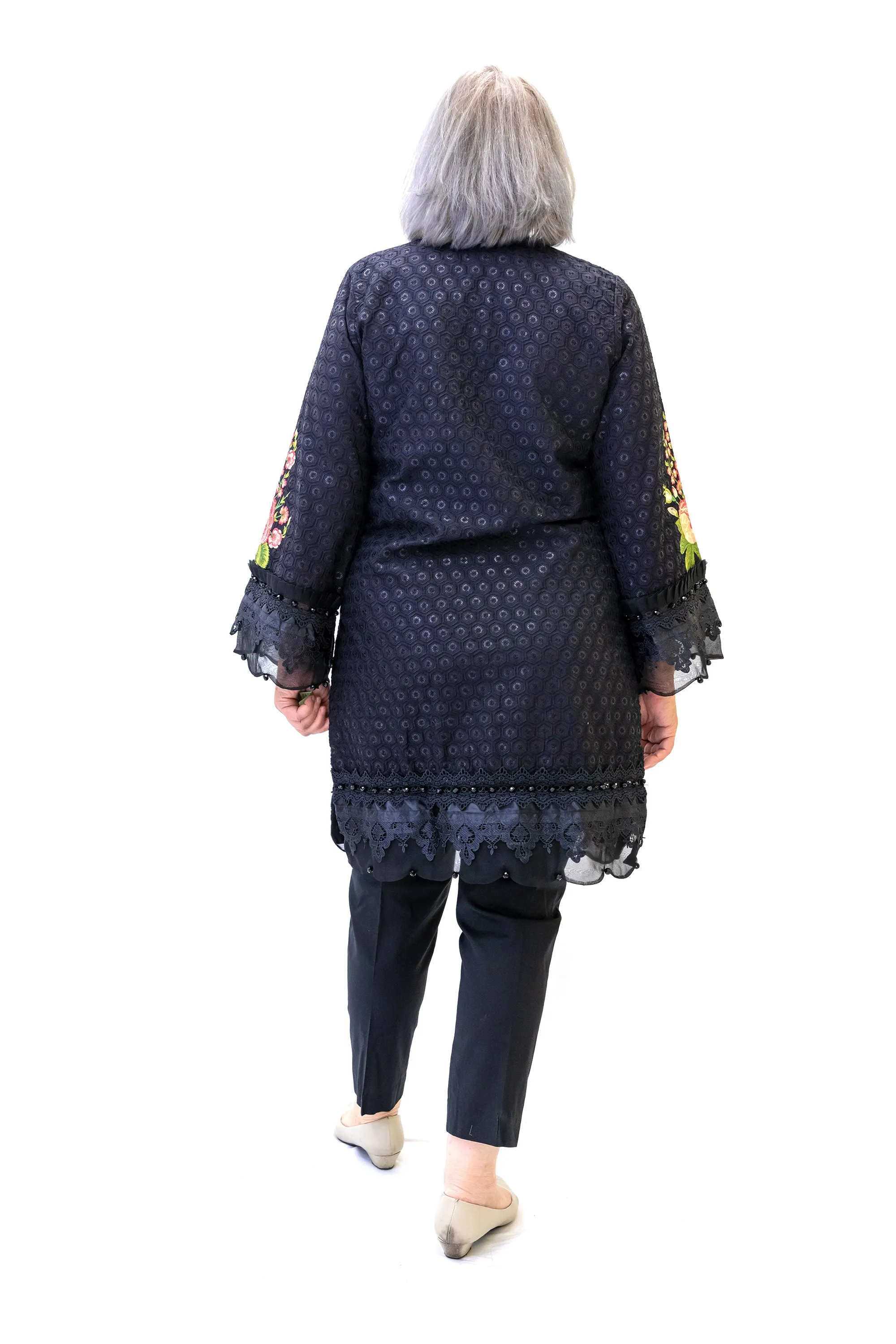 Black Cotton Embroidered Salwar Kameez - Kapray Suit