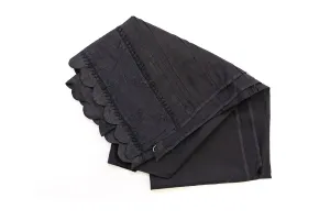 Black Cotton Scallop Trim Dupatta - Scarf
