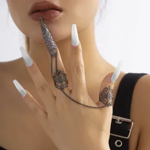 Black Filigree Triple-Finger Ring