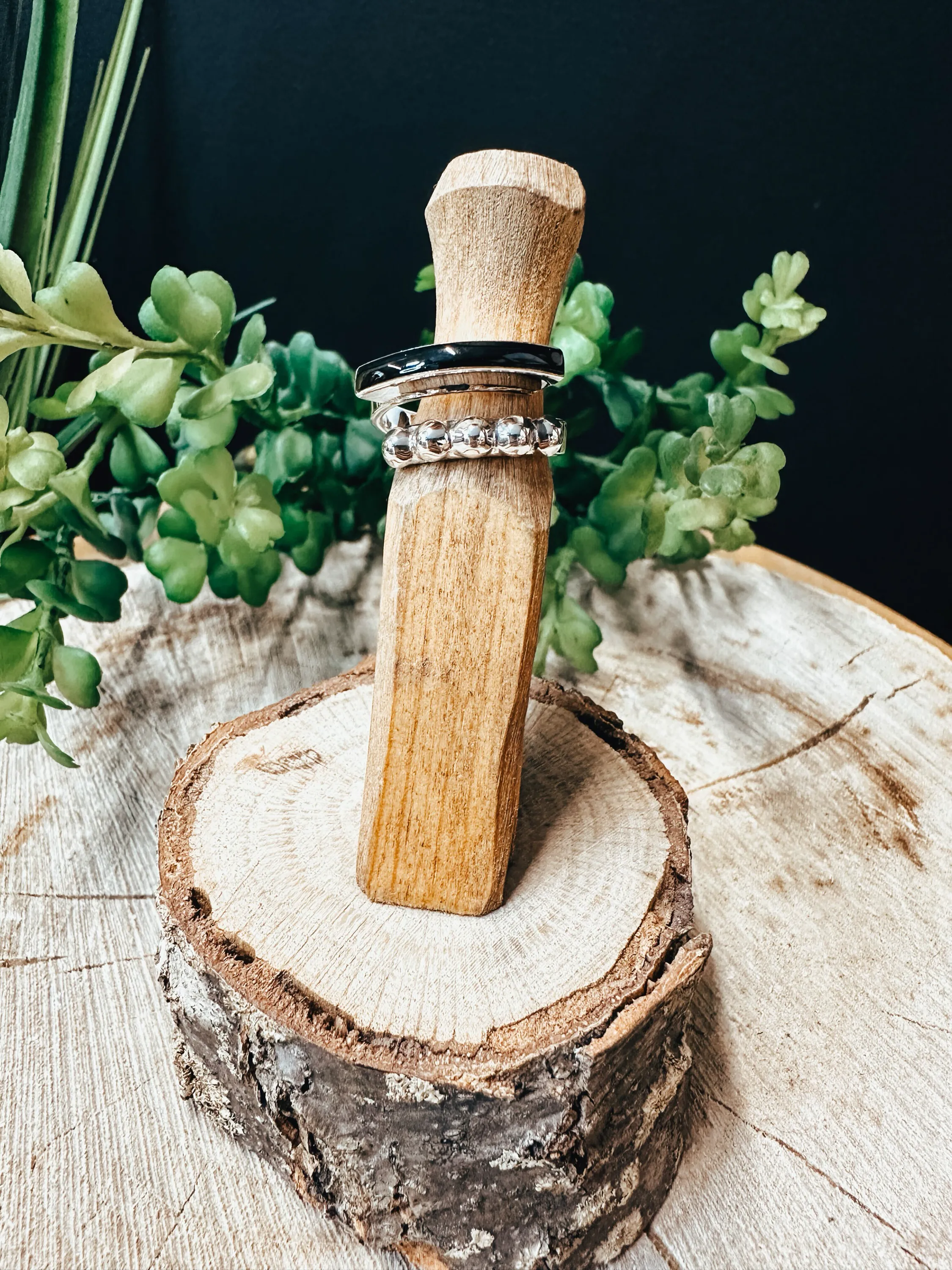 Black Onyx Inlay   Bubble Wrap Ring