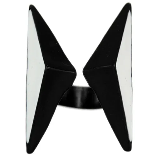 Black White Retro Cuff Ring