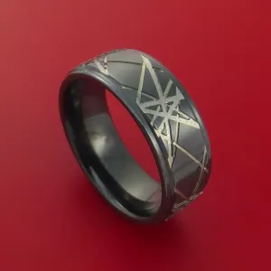 Black Zirconium Retro Rocker Pattern Custom Made Band