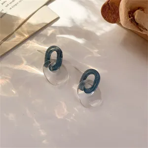 Blue & Clear Interlocked Rings Drop Earrings