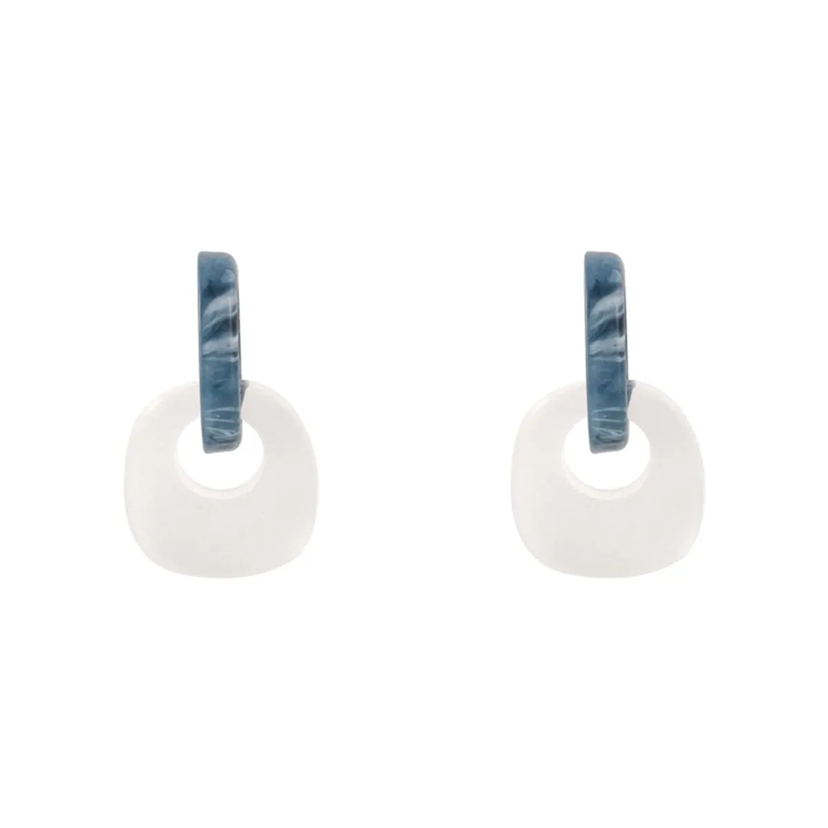 Blue & Clear Interlocked Rings Drop Earrings