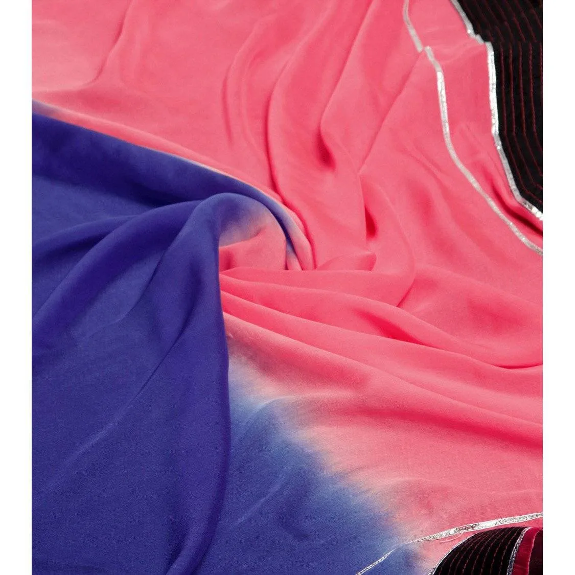 Blue & Pink Georgette Saree
