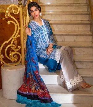 Blue Chiffon Salwar Kameez-Suit - Sobia Nazir Eid 2019