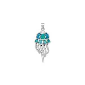 Blue Opal Jellyfish Charm (Silver)