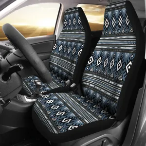 Blue , White and Black Abstract Boho Ethnic Pattern Car Seat Covers Set