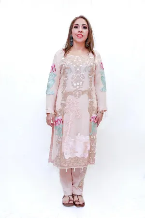 Blush Pink Indian Pakistani Chiffon Salwar Kameez - Suit