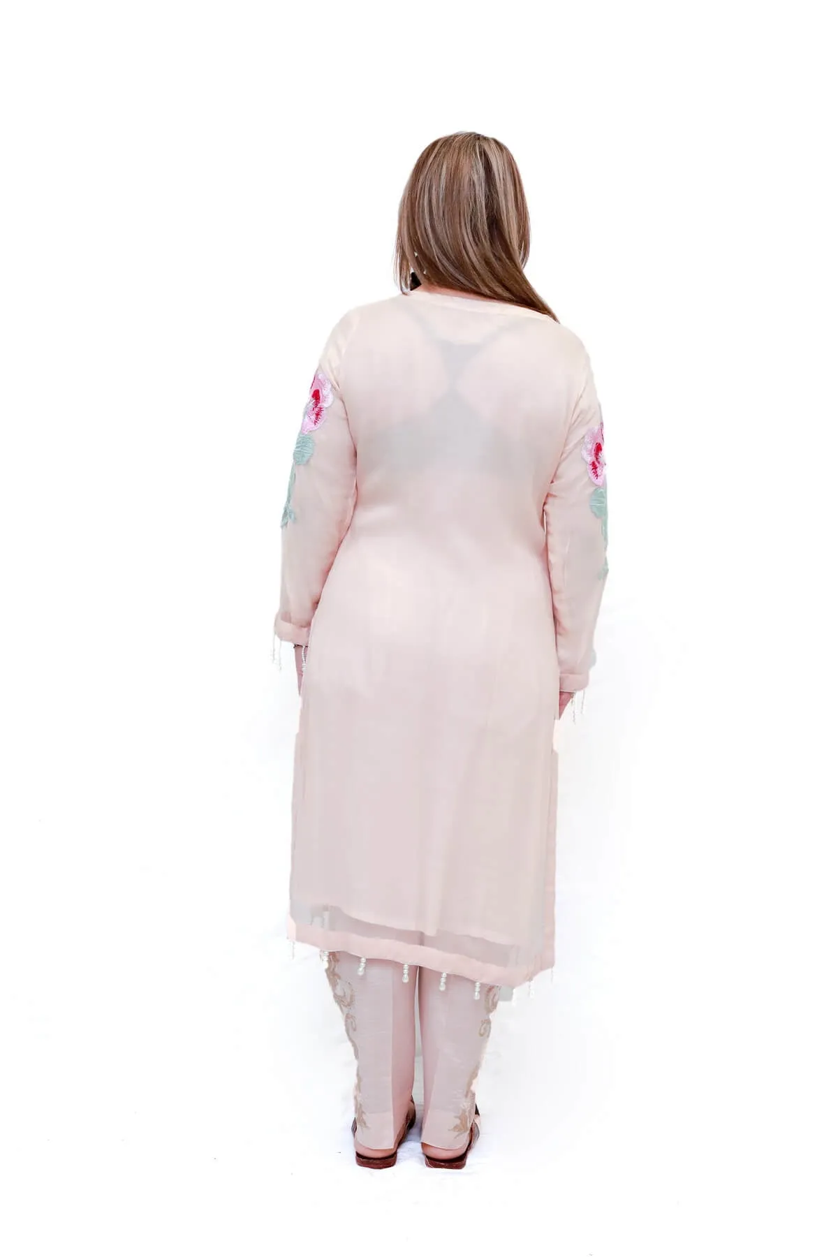 Blush Pink Indian Pakistani Chiffon Salwar Kameez - Suit