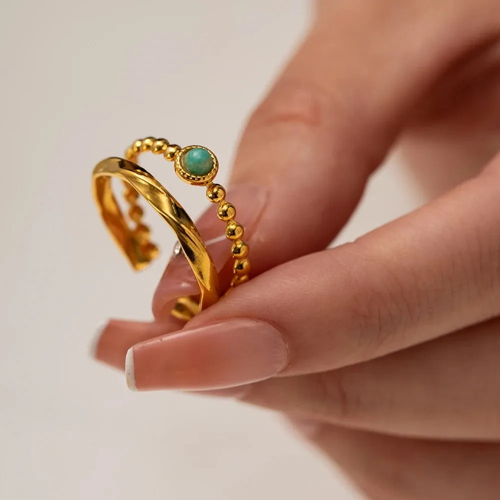 Boho & Mala 18k Gold Ring Stainless Steel (adjustable)