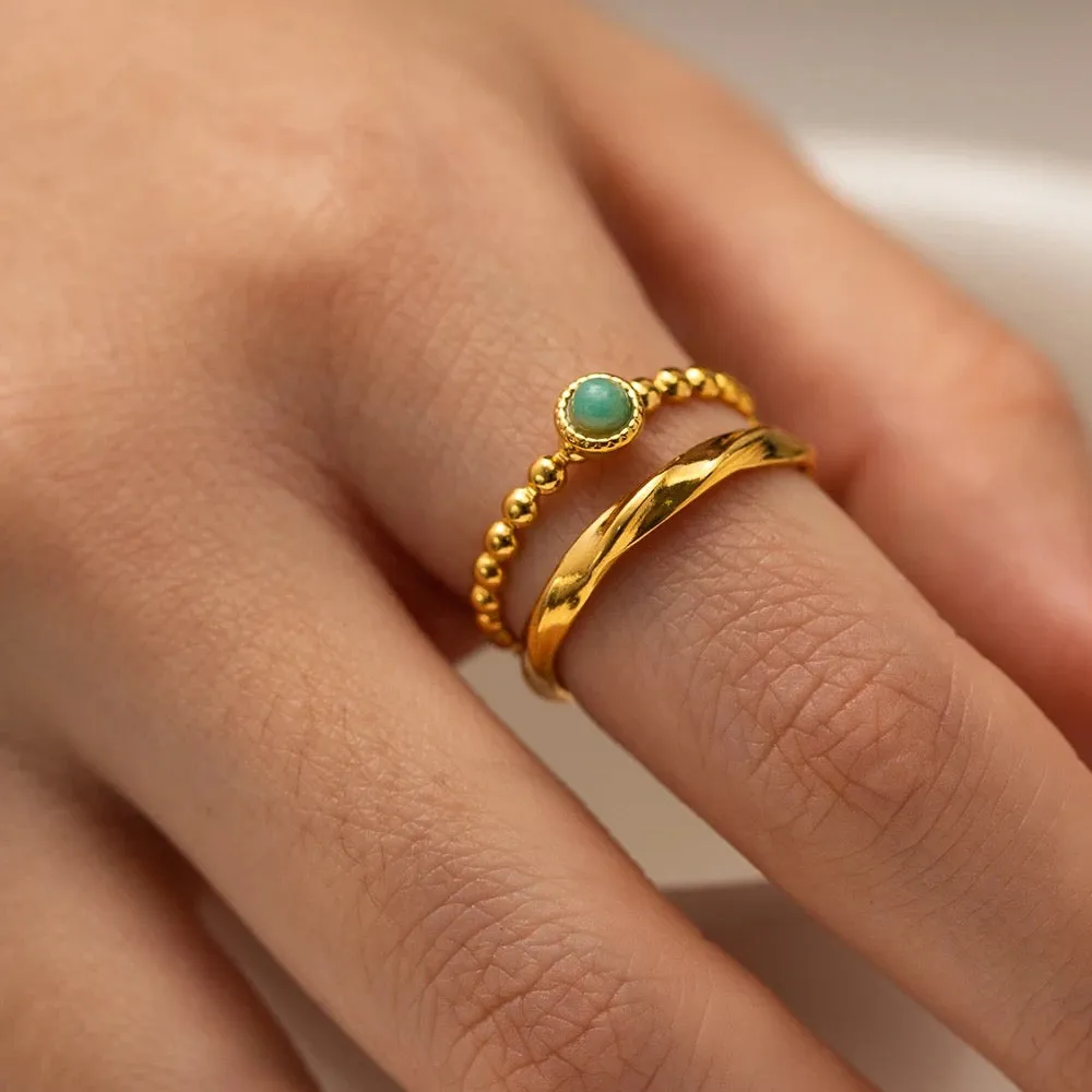 Boho & Mala 18k Gold Ring Stainless Steel (adjustable)