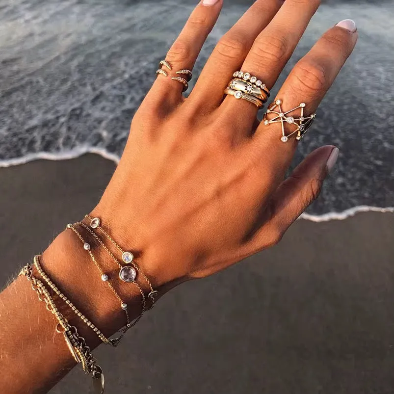 Boho & Mala 18k Gold Ring Sterling Silver (adjustable)