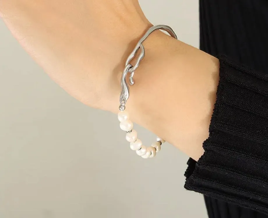 Boho & Mala Freshwater Pearl Stainless Steel Bracelet