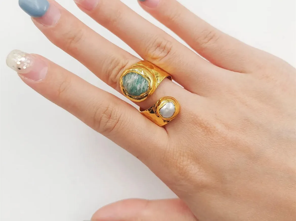 Boho & Mala Freshwater Pearl Wrap Ring