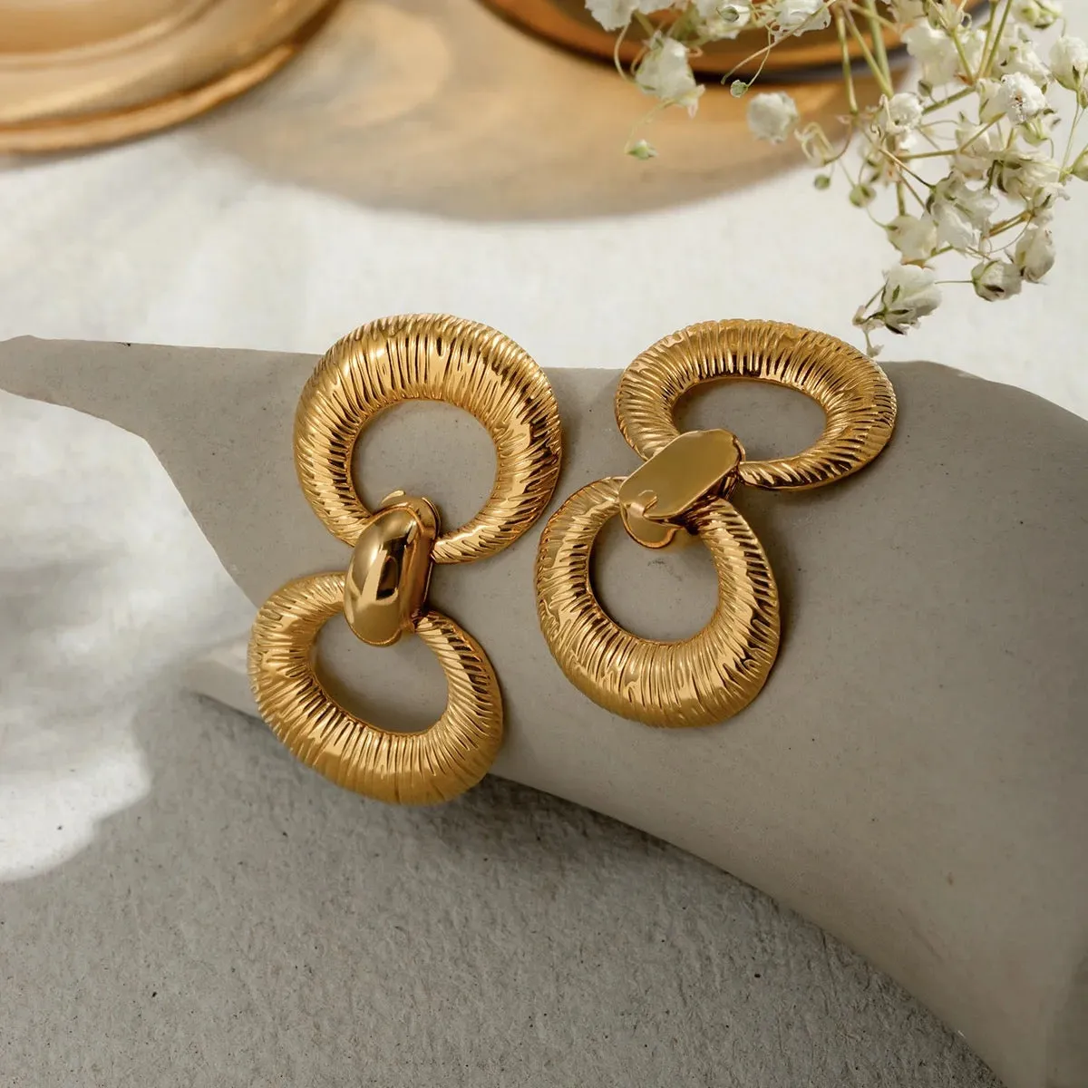 Boho & Mala Stainless Steel Gold Plated Stud Earrings