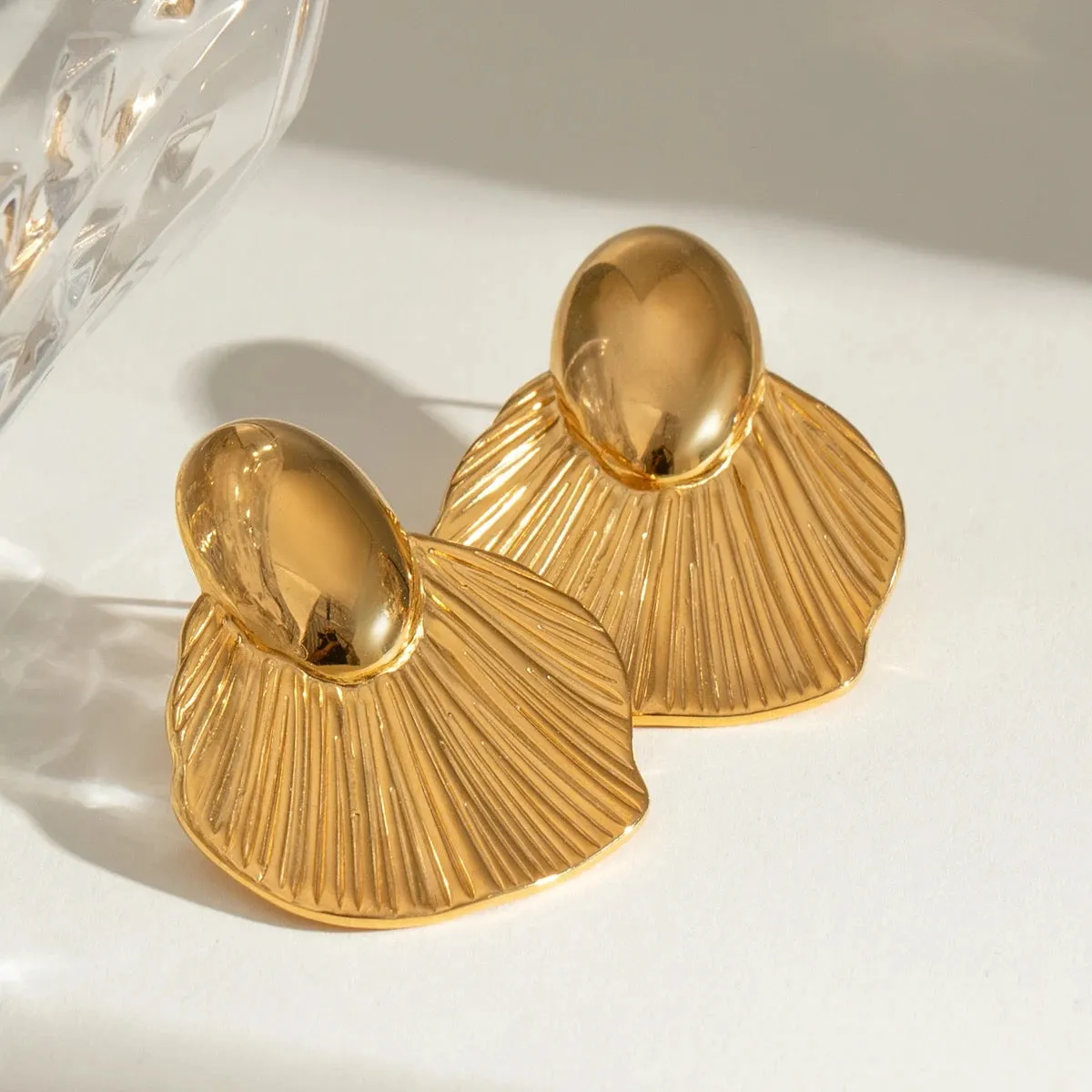 Boho & Mala Stainless Steel Gold Plated Stud Earrings
