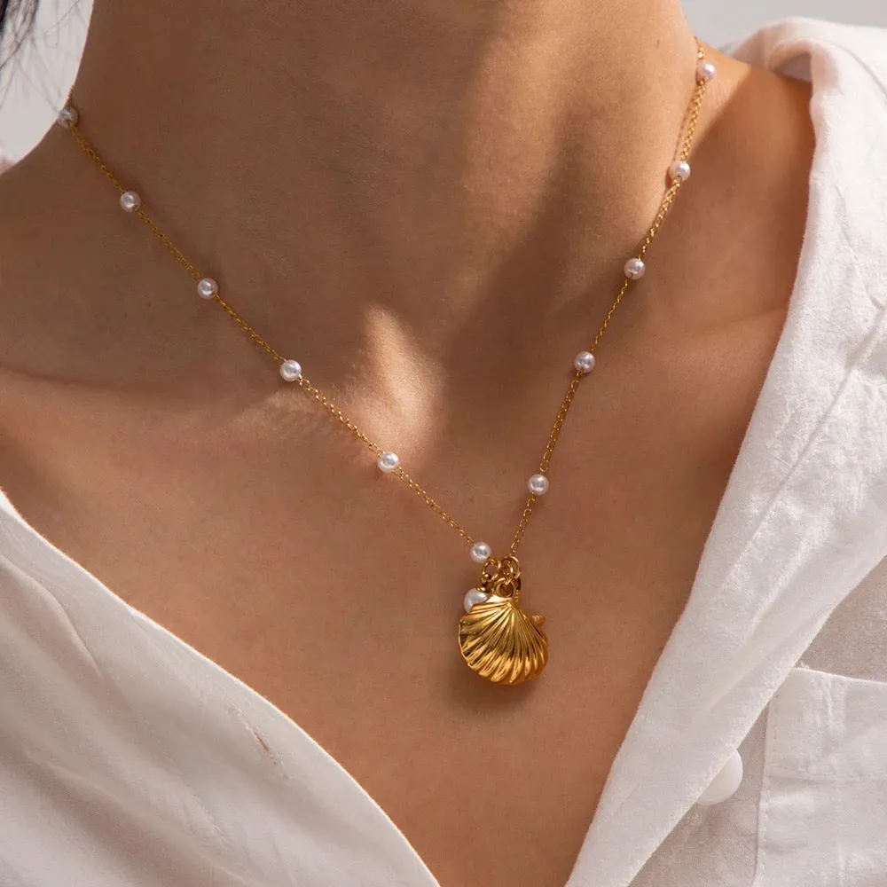 Boho & Mala Stainless Steel/18k Gold Plated Pendant Necklace