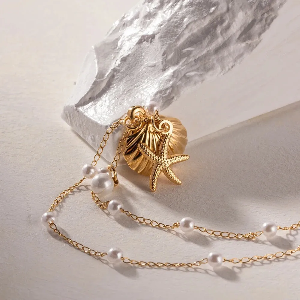 Boho & Mala Stainless Steel/18k Gold Plated Pendant Necklace