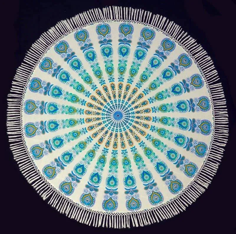 Boho Mandala Tapestry Table Cloth Wall Cover Beach Round Blanket